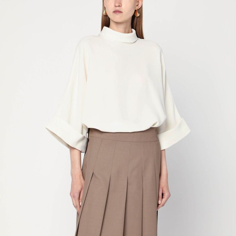 MKDT STUDIO Creased Pleated Blouse with Batwing Sleeves