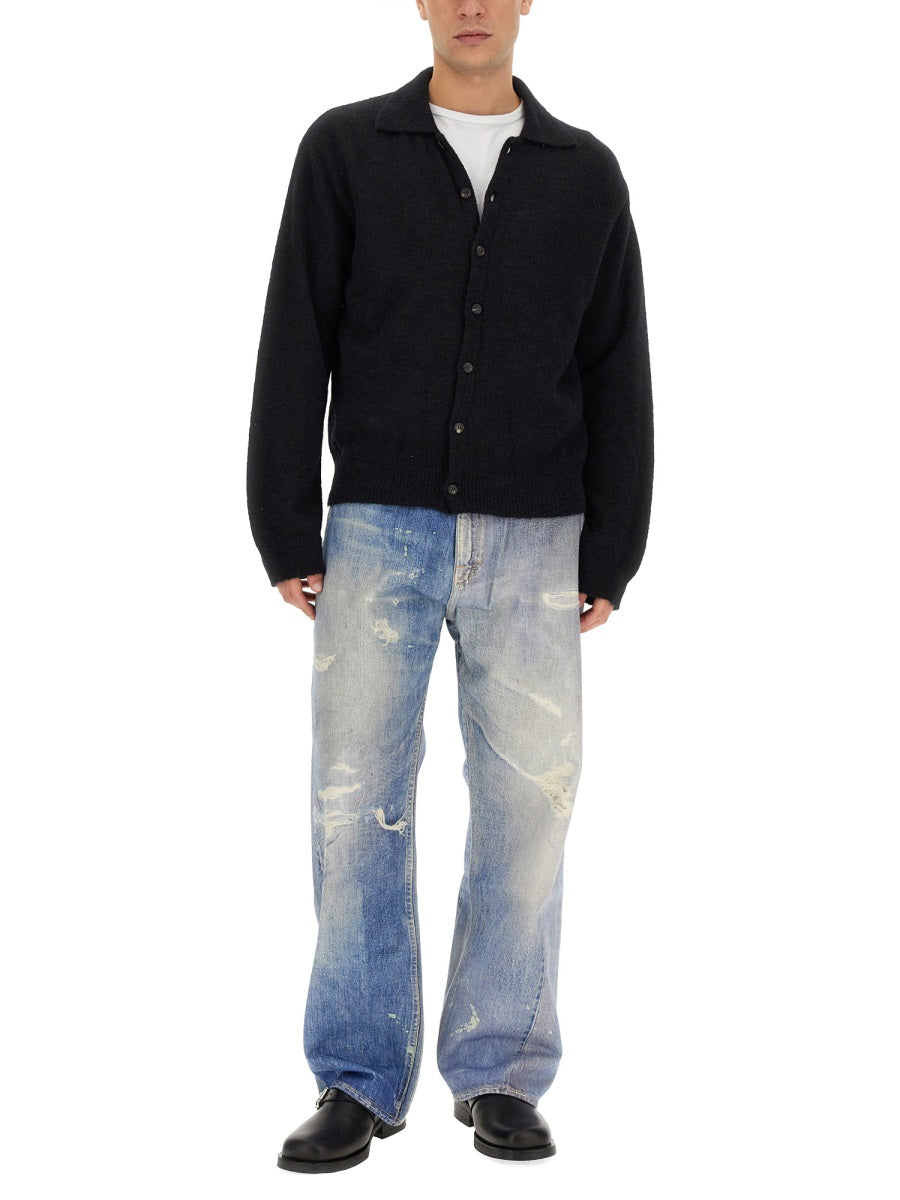 OUR LEGACY Fuzzy Alpaca Blend Polo Shirt