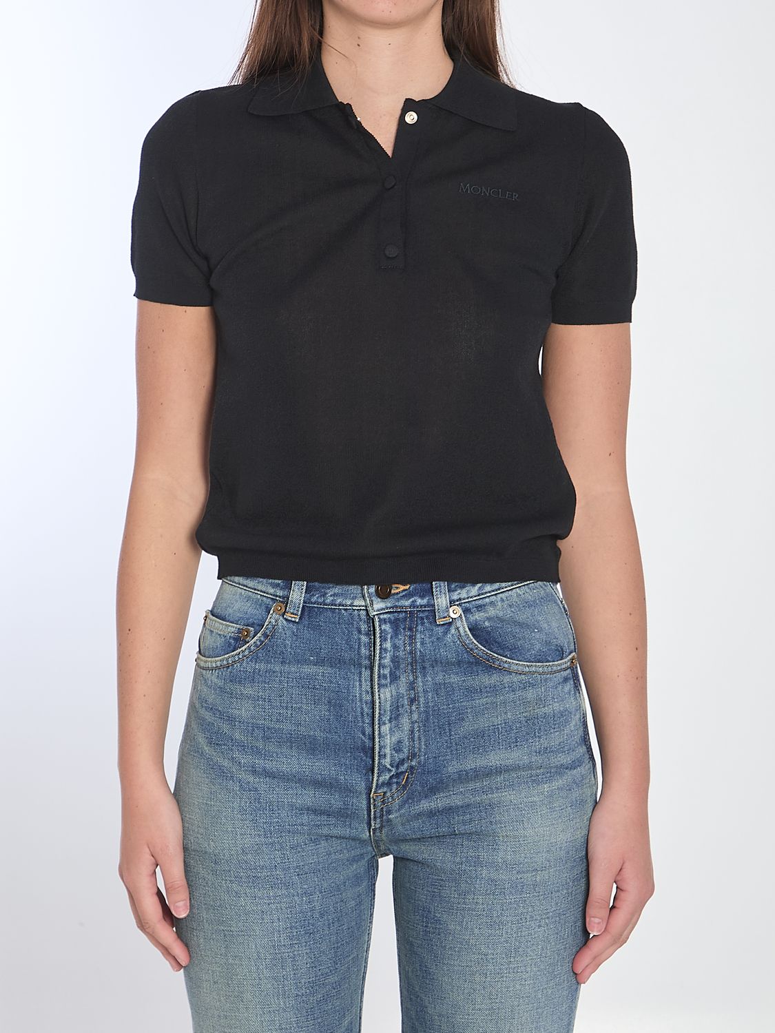 MONCLER Slim Fit Polo Shirt with Embroidered Logo - XS