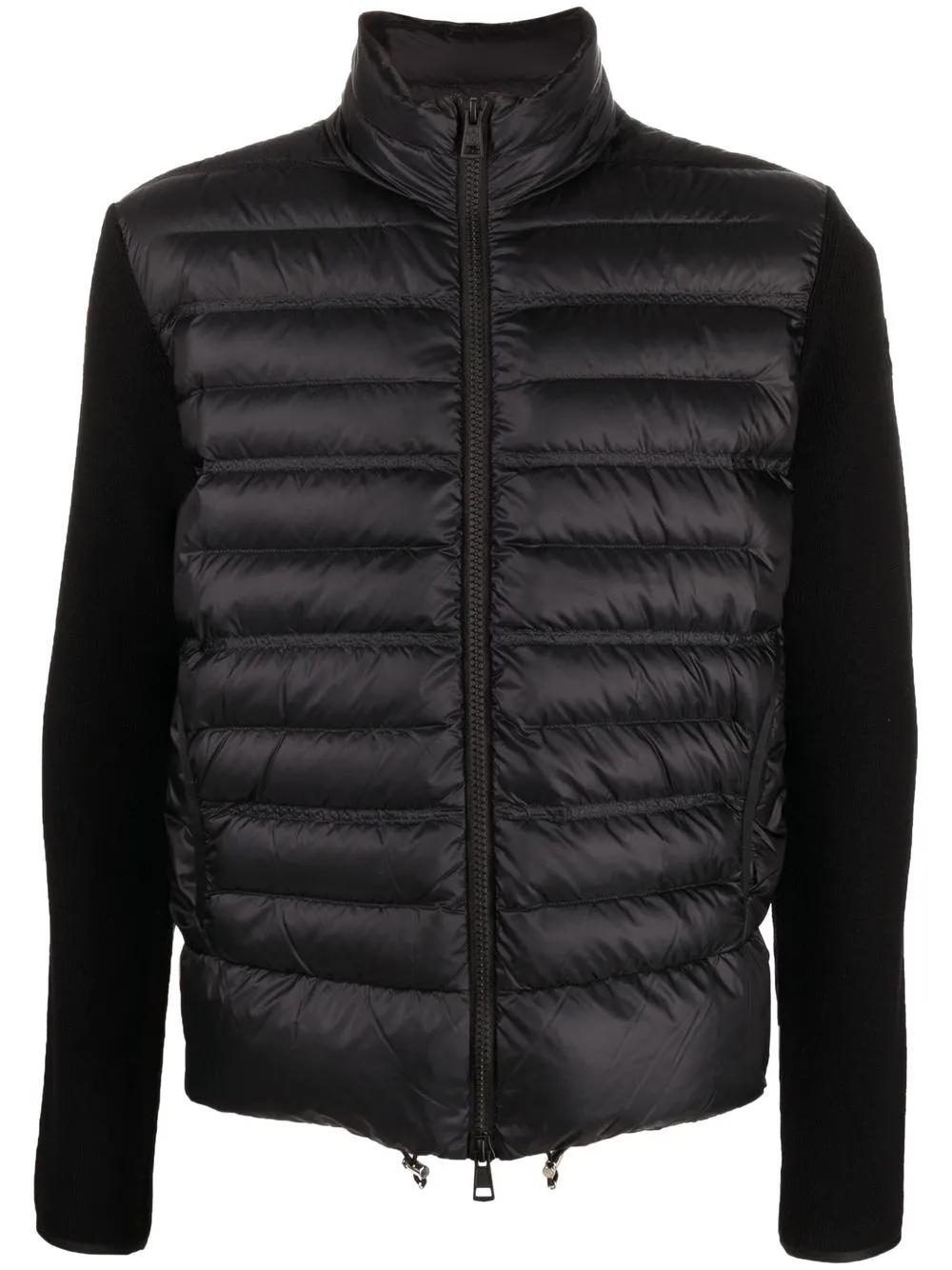 MONCLER Slim Fit Padded Jacket with Knit Sleeves - Women's Size S