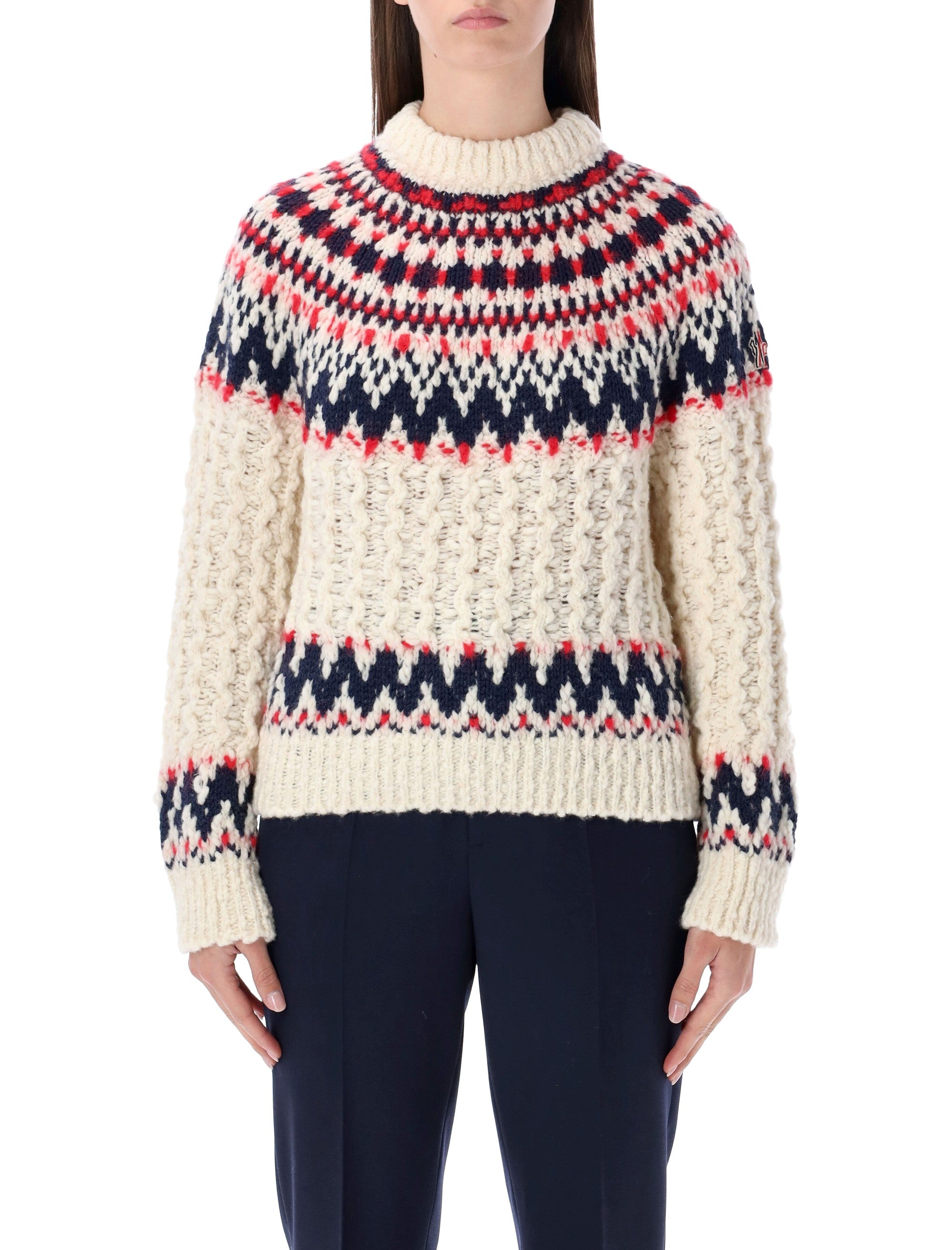 MONCLER GRENOBLE Geometric Jacquard Wool Blend Jumper - Women's Size S