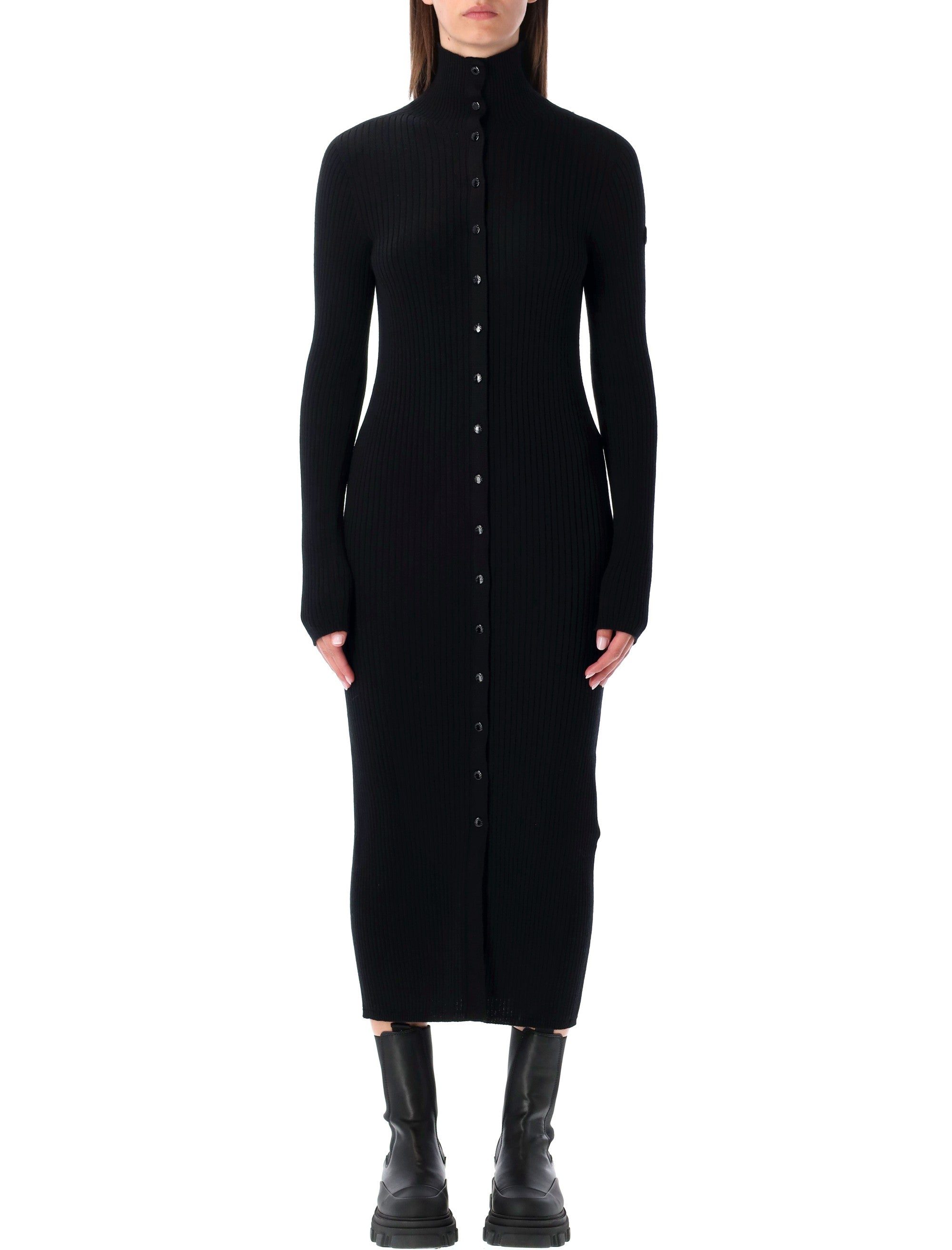 MONCLER GENIUS Futuristic Elegance Wool Maxi Turtleneck Dress - Size S