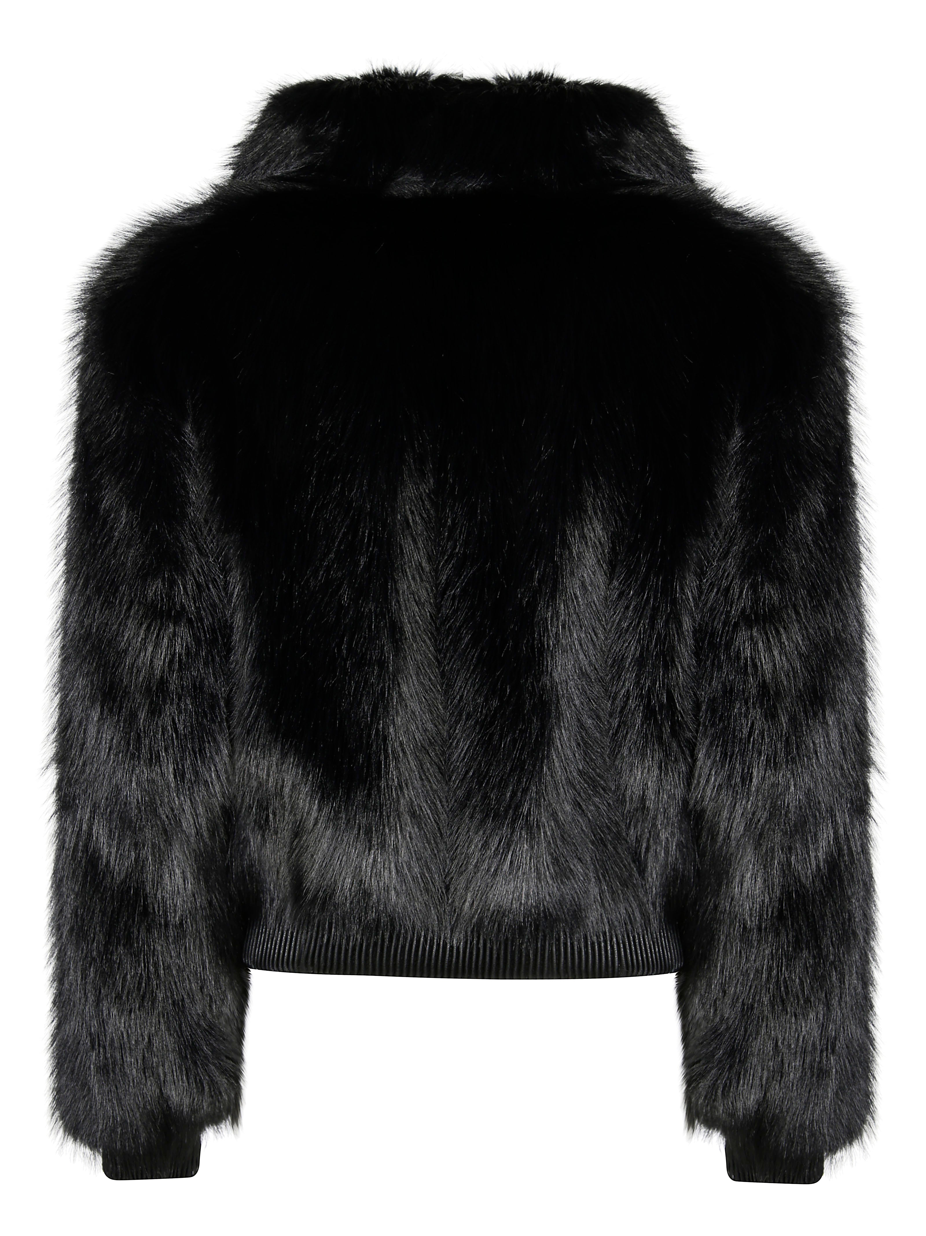 LIUJO Men's Eco Fur Bomber Jacket