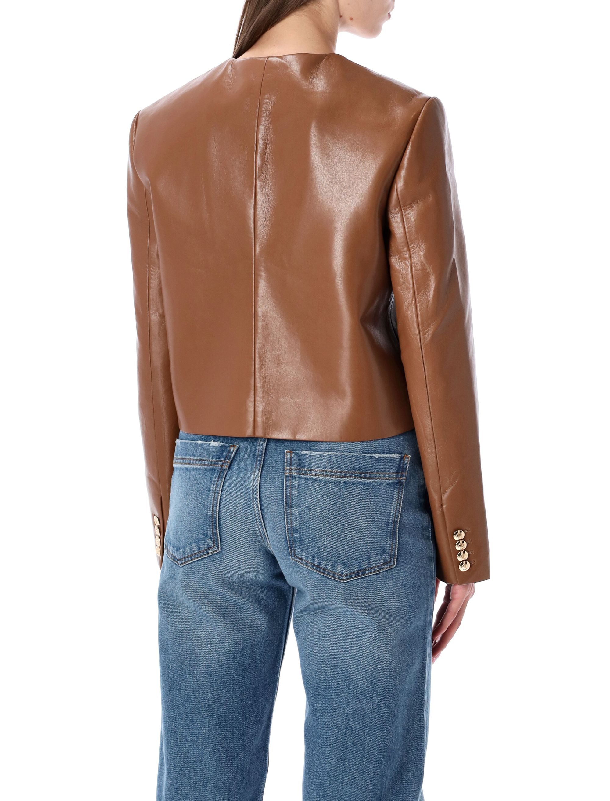 ANINE BING Mini Cropped Leather Jacket