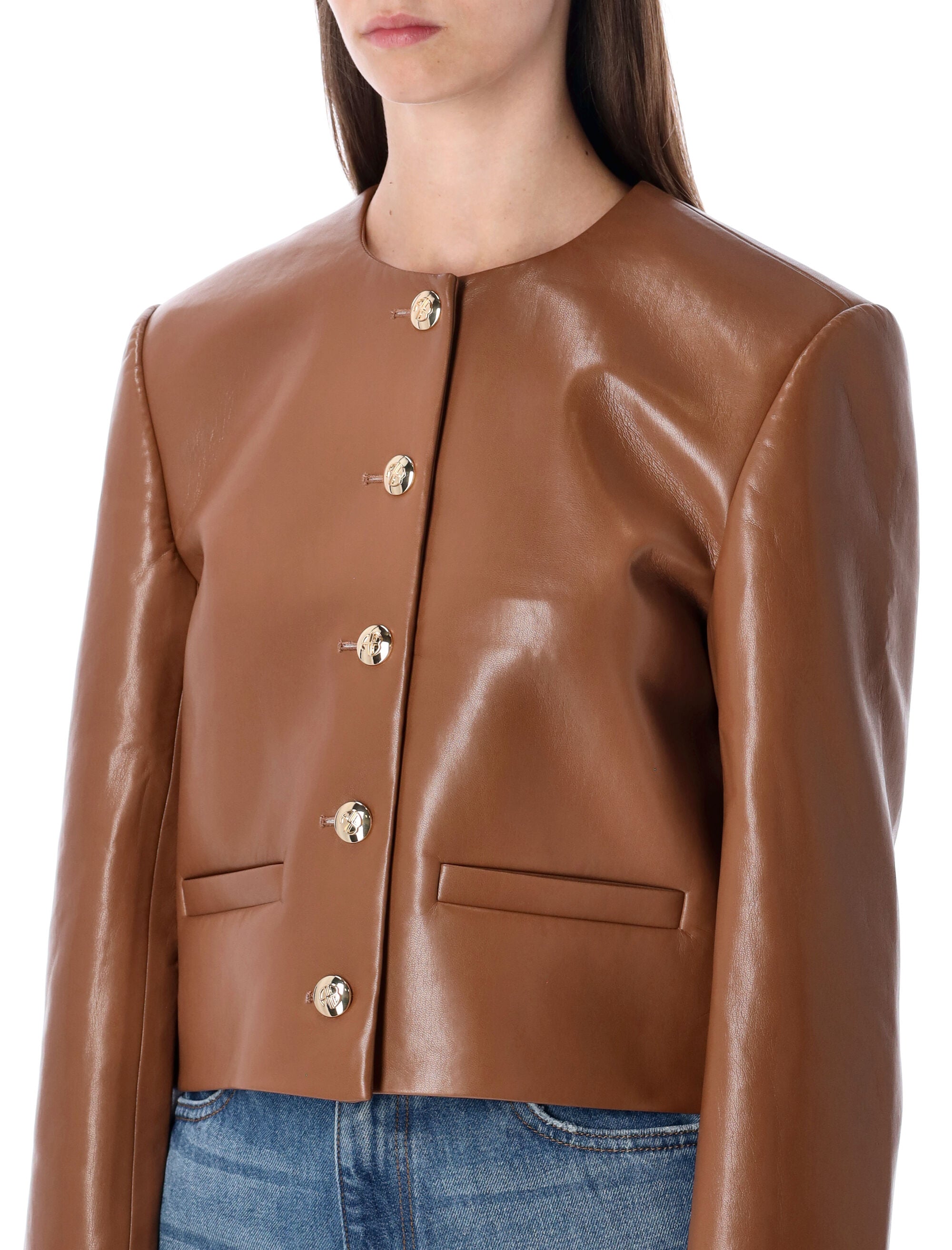 ANINE BING Mini Cropped Leather Jacket