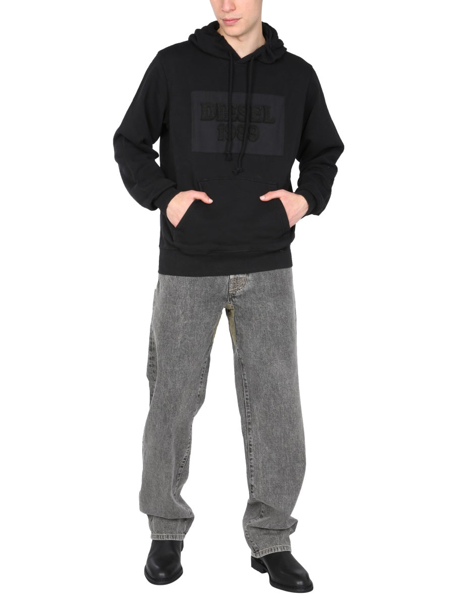 DIESEL Men's Relaxed Fit Hoodie with Drawstring