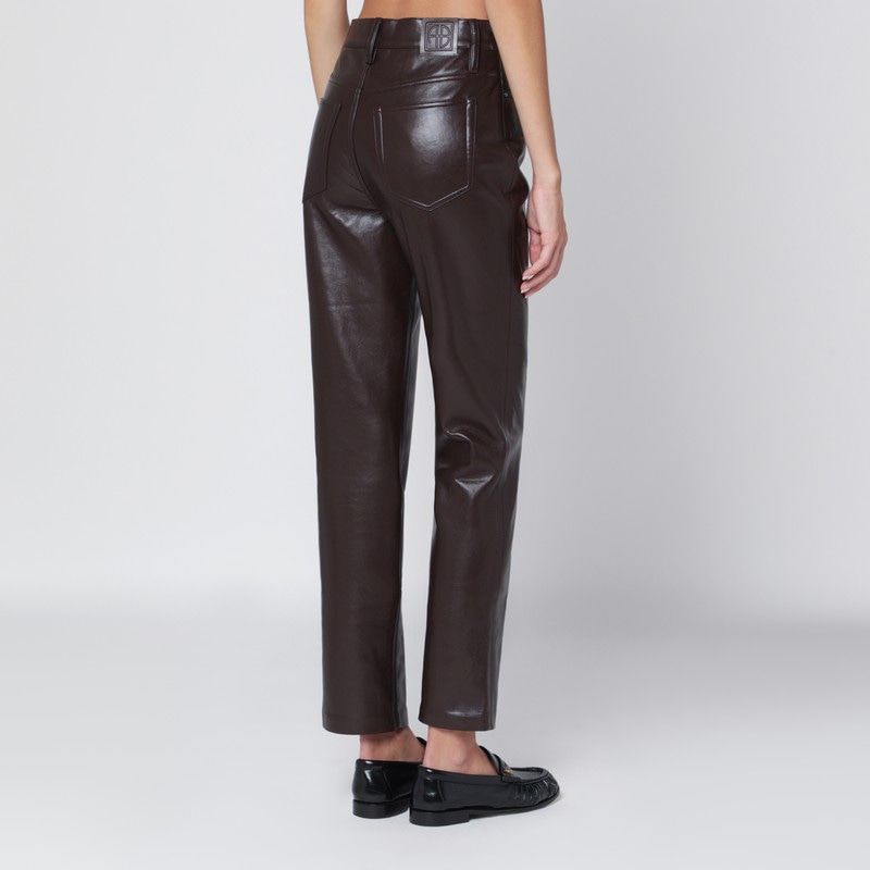 ANINE BING Regenerated Leather Trousers - Straight Leg Design, High Waist