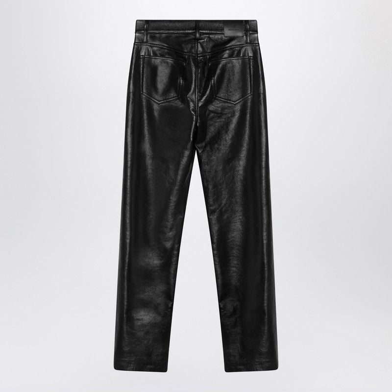 ANINE BING High-Waisted Straight-Leg Trousers in Regenerated Leather - Size 26