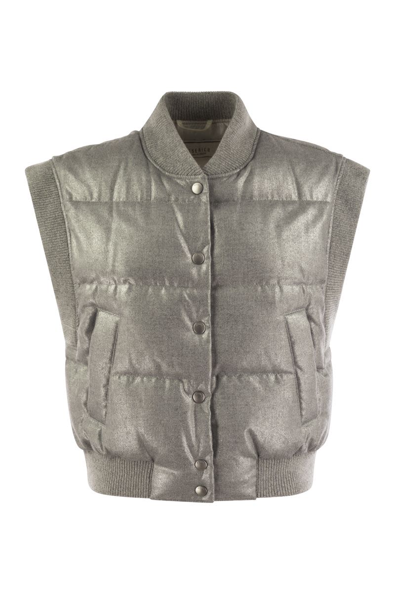 PESERICO Cropped Down Vest with Knit Edges
