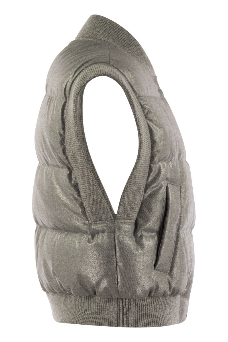 PESERICO Cropped Down Vest with Knit Edges