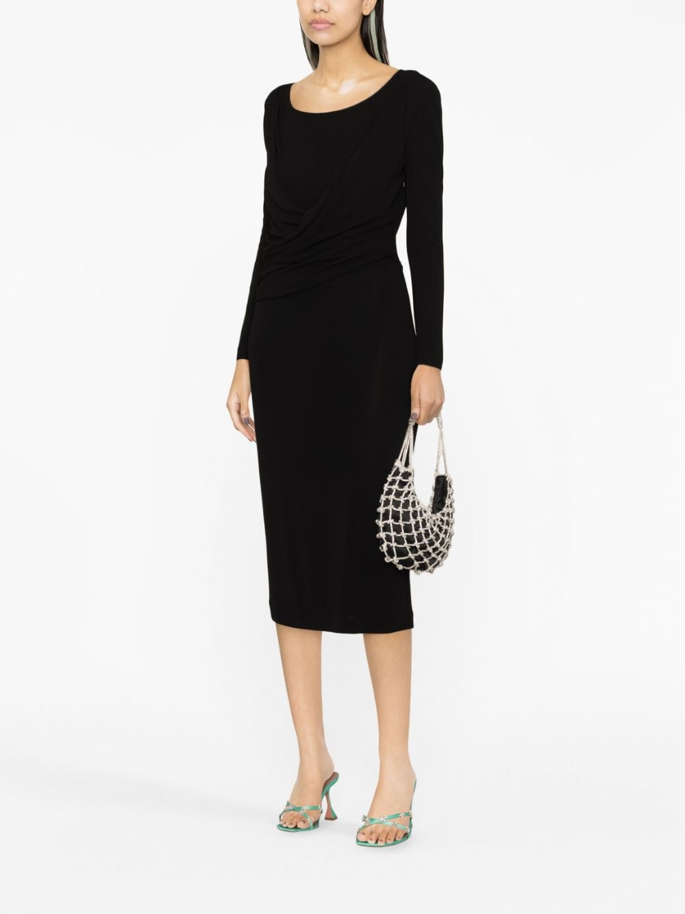 ALBERTA FERRETI Long Sleeves V Neck Midi Dress