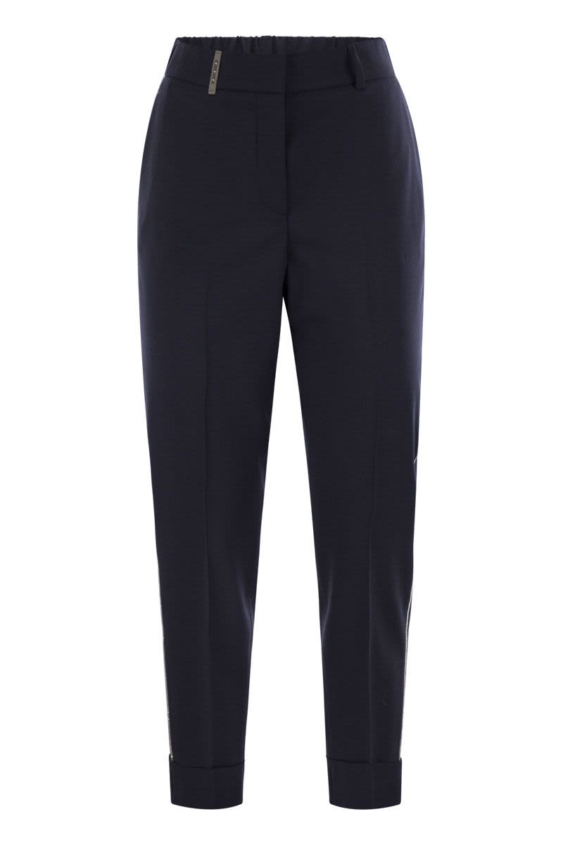 PESERICO Virgin Wool Blend Trousers with Jewellery Detail