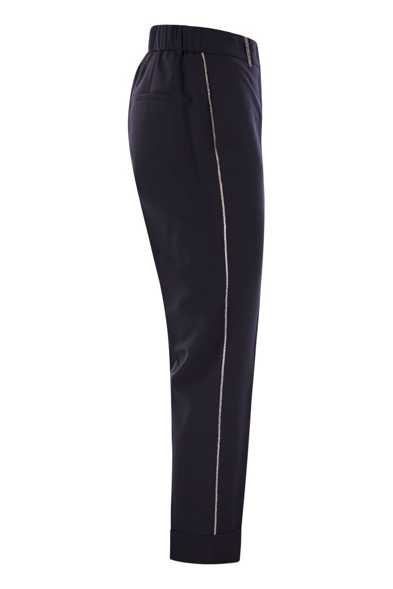 PESERICO Virgin Wool Blend Trousers with Jewellery Detail