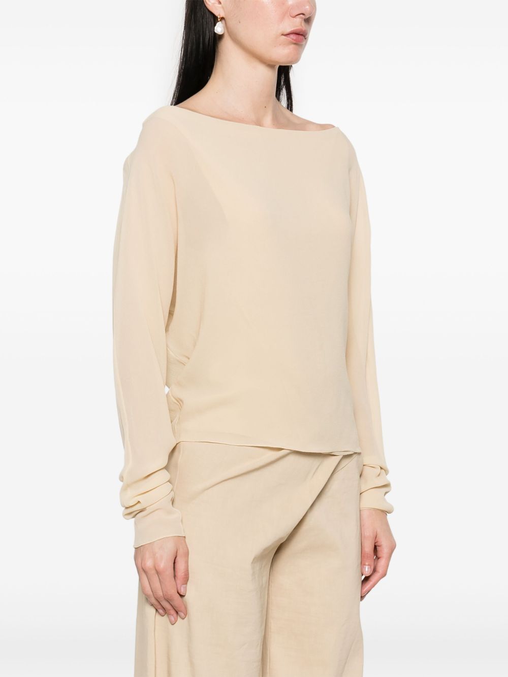 CORTANA Silk Wide Neck Dolman Sleeve Top