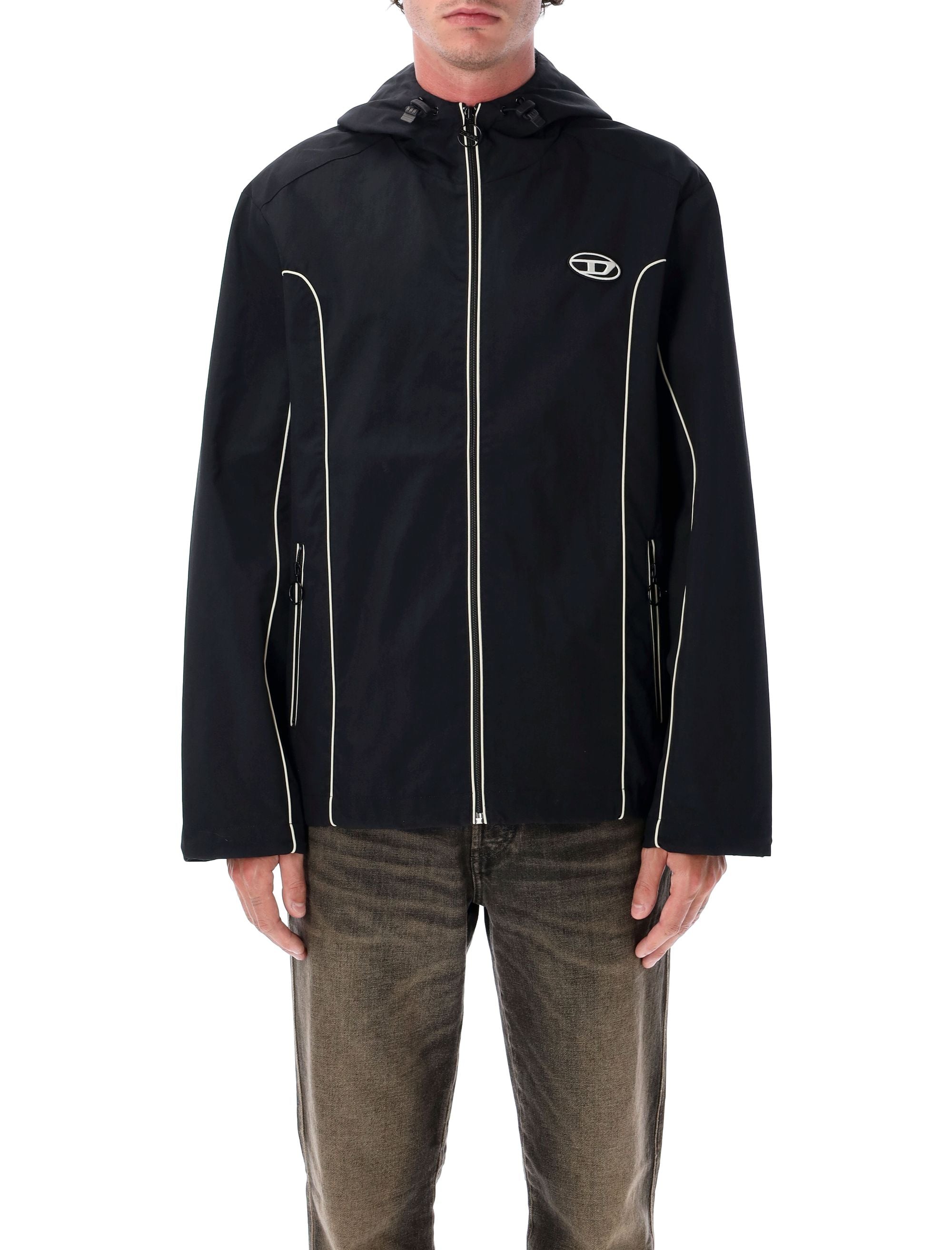 DIESEL Regular Fit Toggle Hooded Jacket with Oval D Logo - Size 46