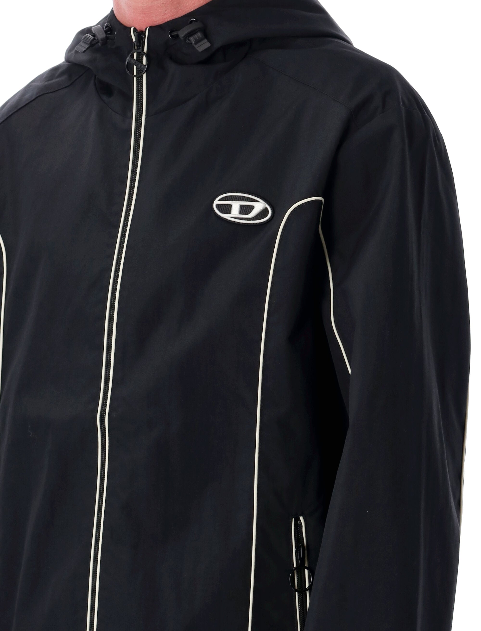 DIESEL Regular Fit Toggle Hooded Jacket with Oval D Logo - Size 46