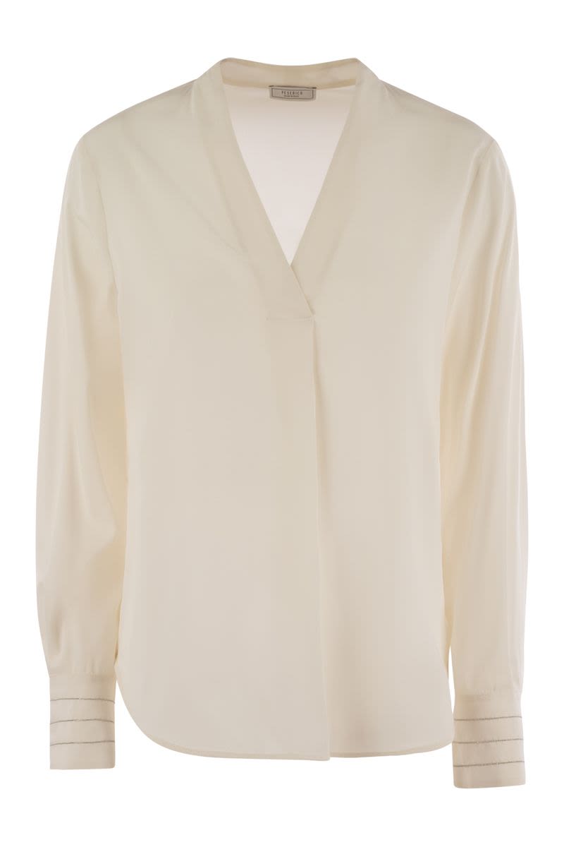 PESERICO Silk Crepe V-Neck Shirt