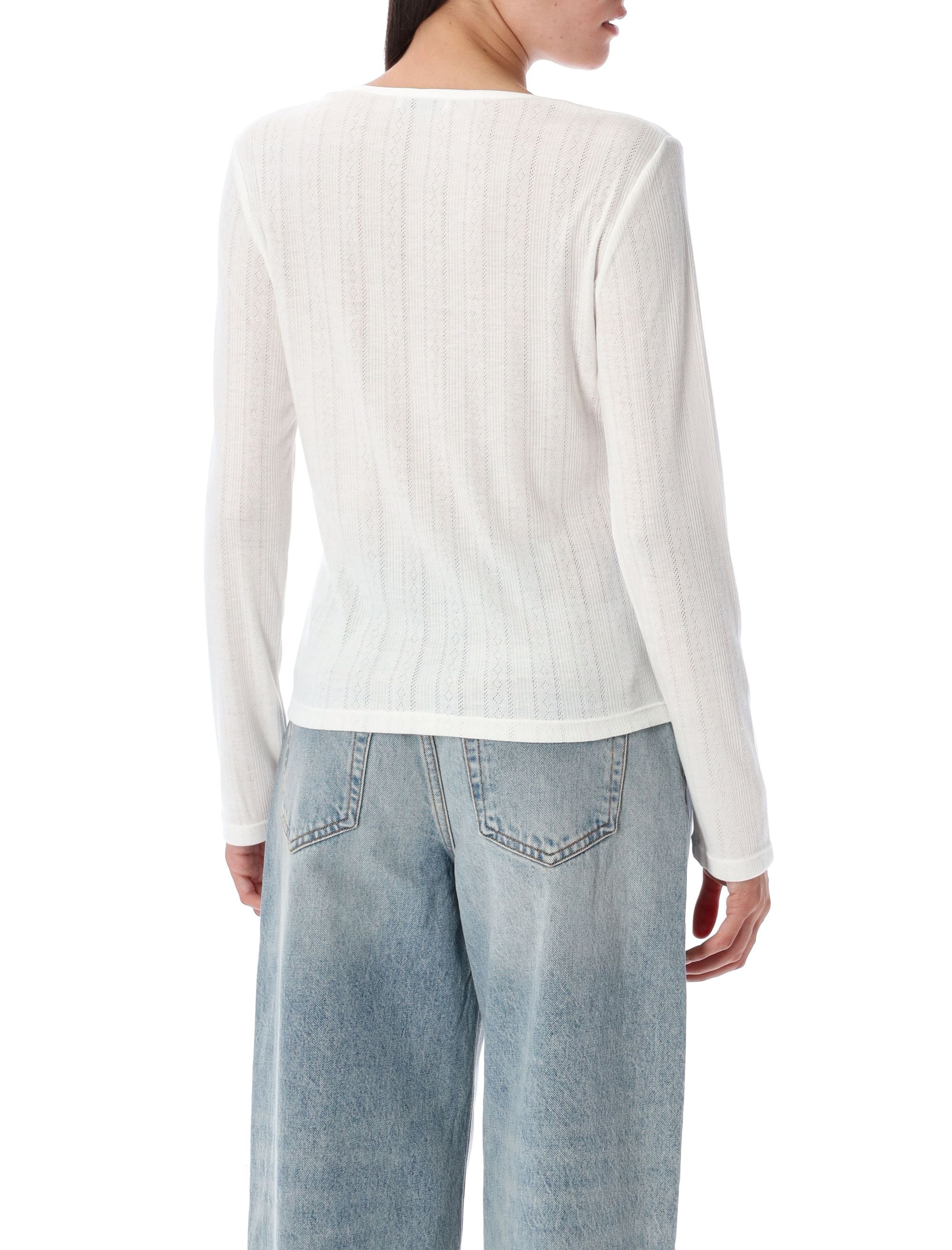 ANINE BING Long Sleeve T-Shirt with Button Placket - Women's Size S