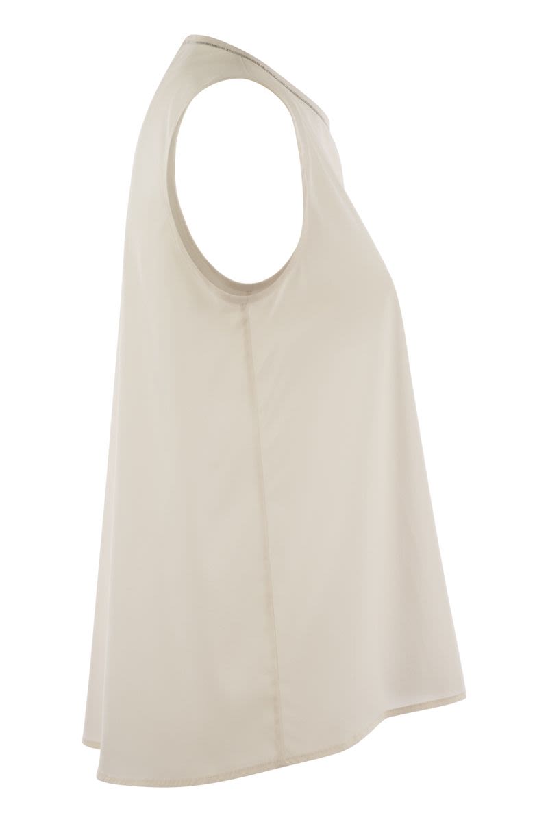 PESERICO Timeless Silk Crepe Top - Sleeveless Round Neck Design