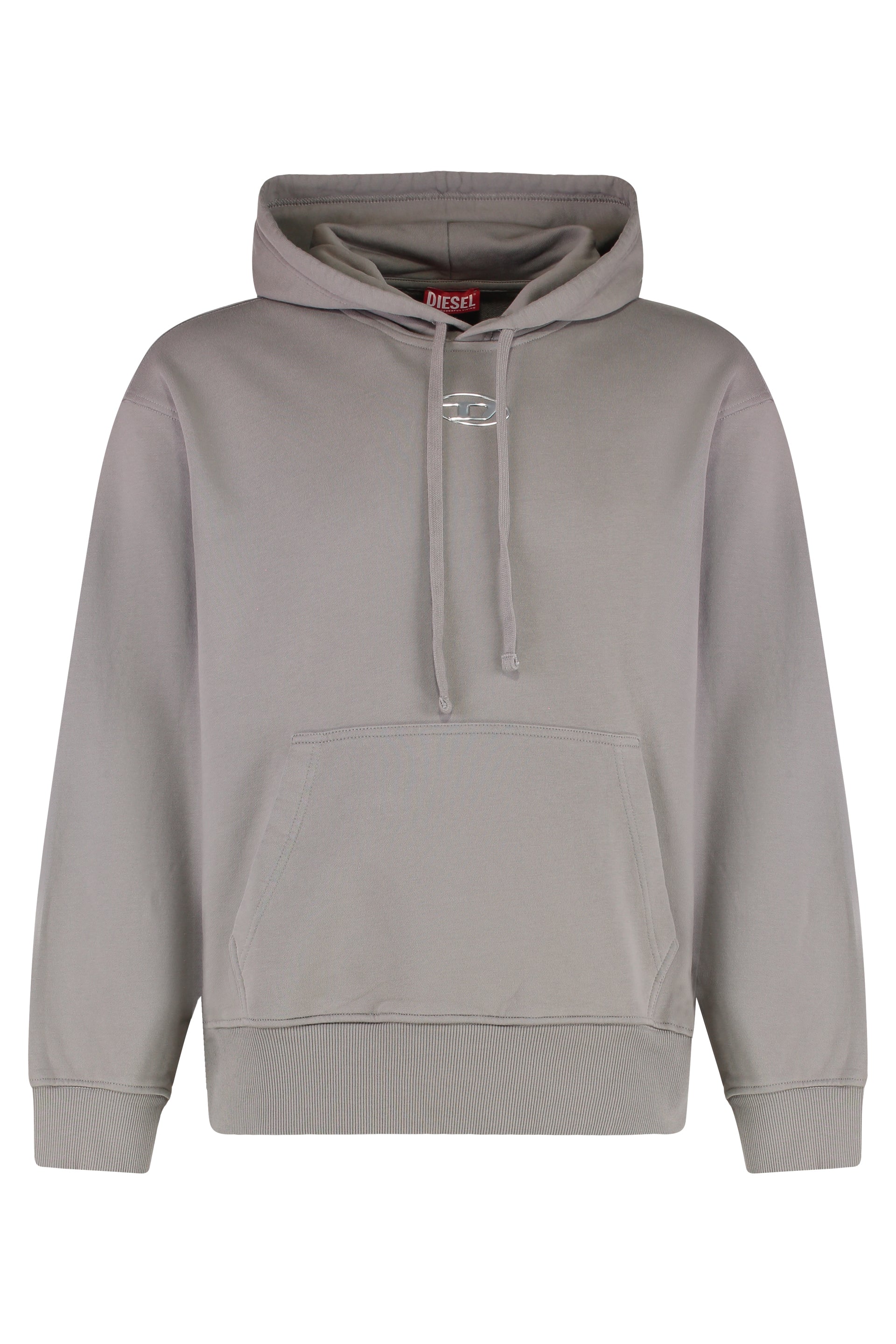 DIESEL Men's Cotton Hoodie with Ribbed Edges