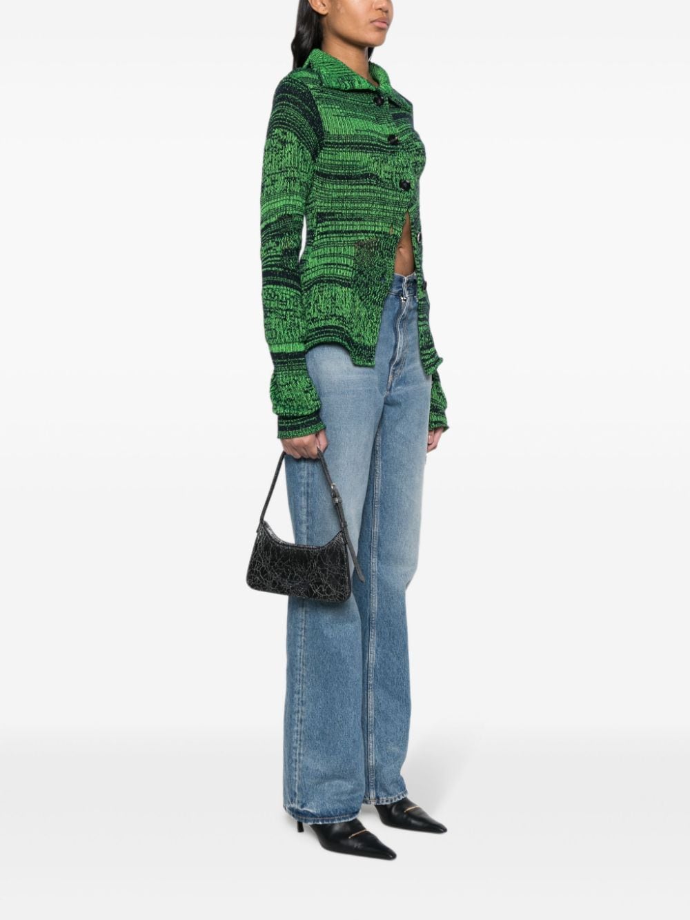 ACNE STUDIOS Leather Cracked Effect Shoulder Handbag