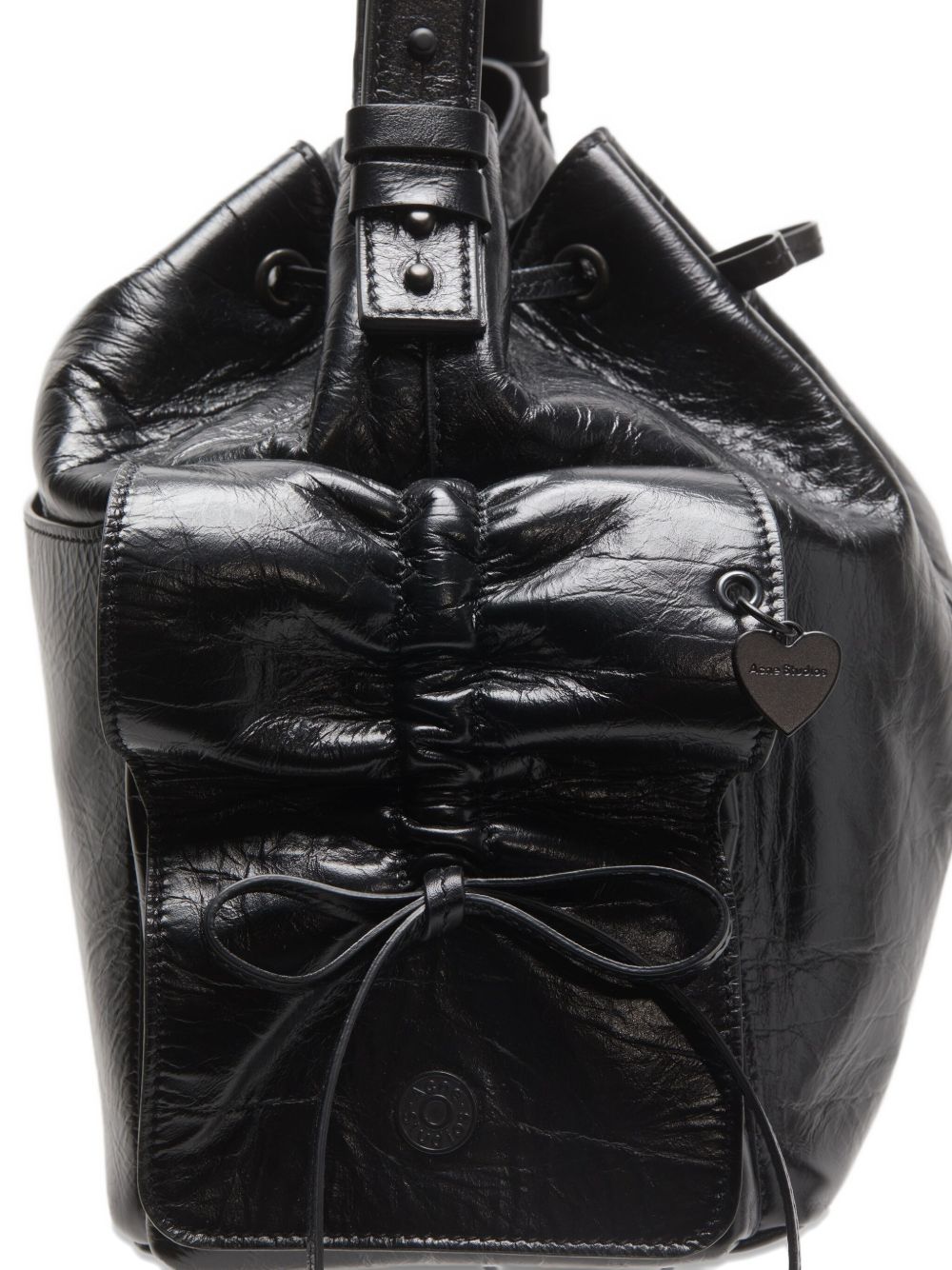 ACNE STUDIOS Mini Leather Drawstring Handbag with Ruffled Detailing