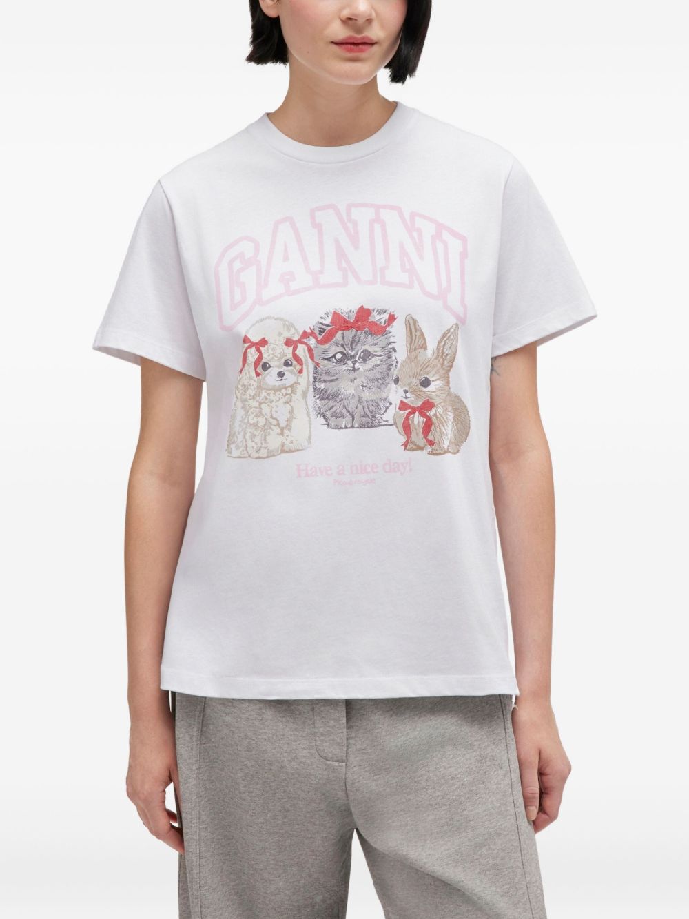 GANNI Cute Animals Organic Cotton T-Shirt