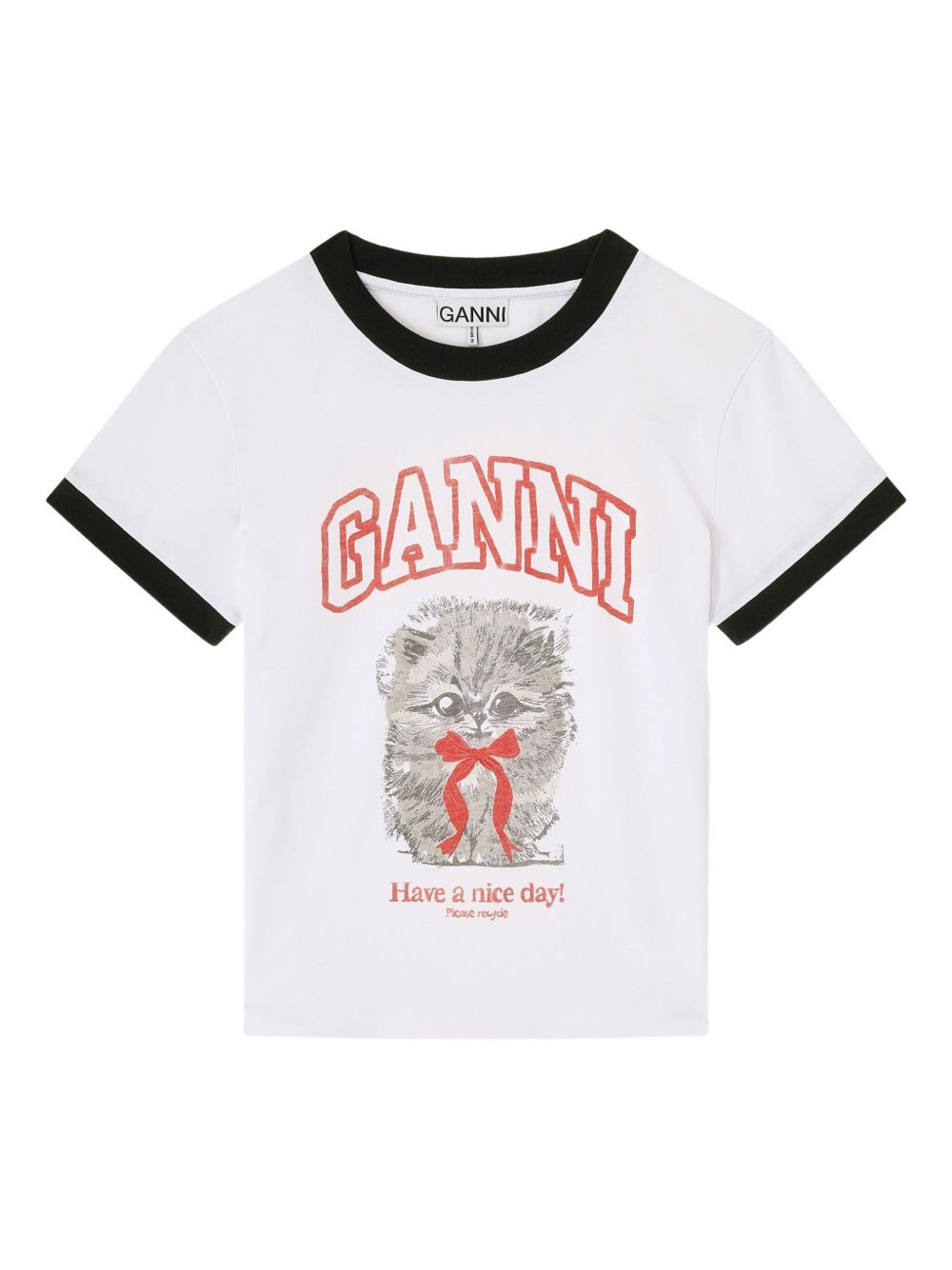 GANNI Organic Cotton Kitty Graphic T-Shirt for Women
