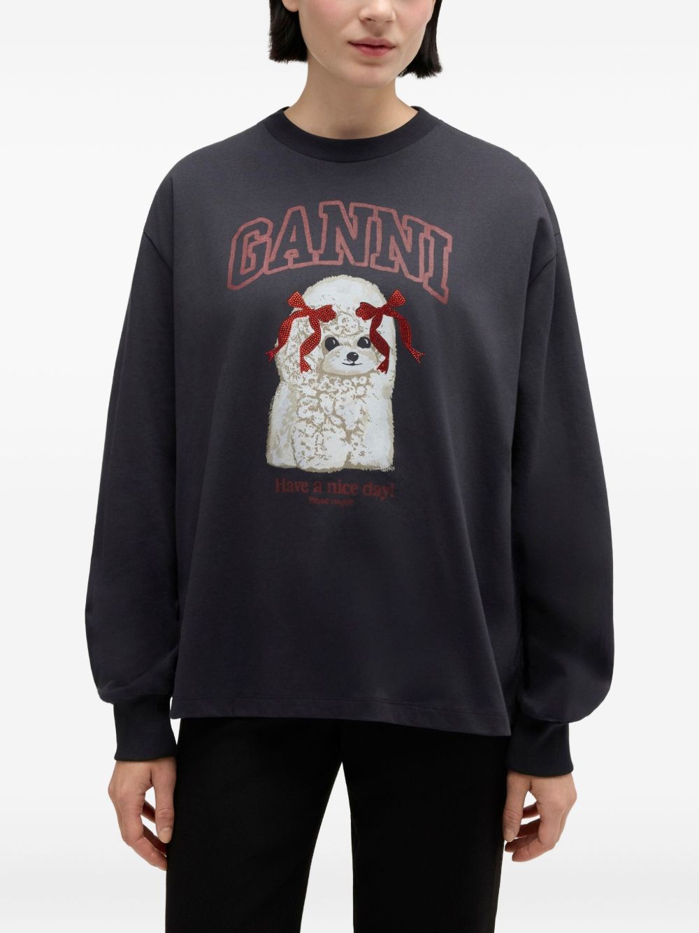 GANNI Organic Cotton Graphic Print Sweater