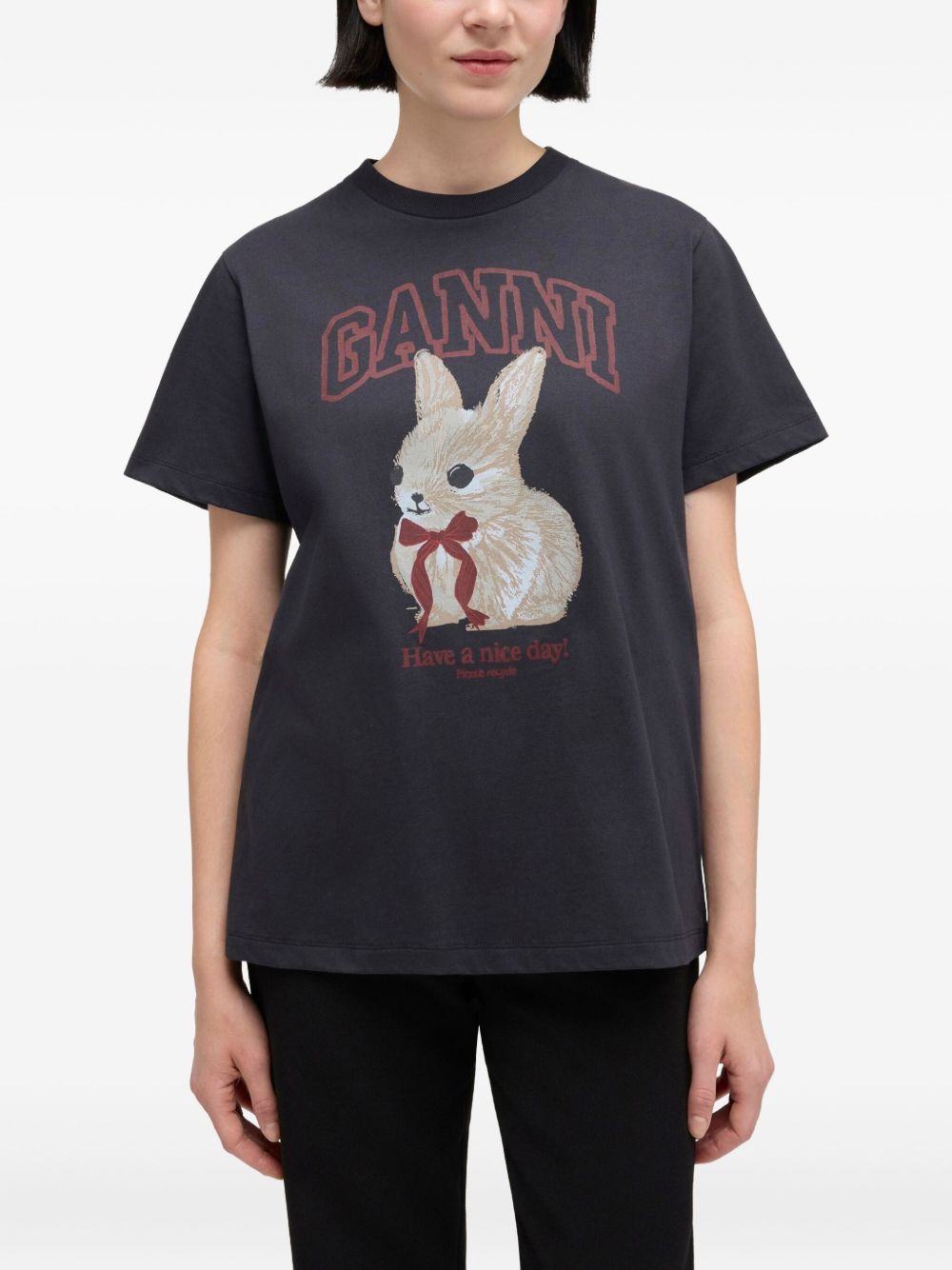 GANNI Organic Cotton Rabbit Graphic T-Shirt