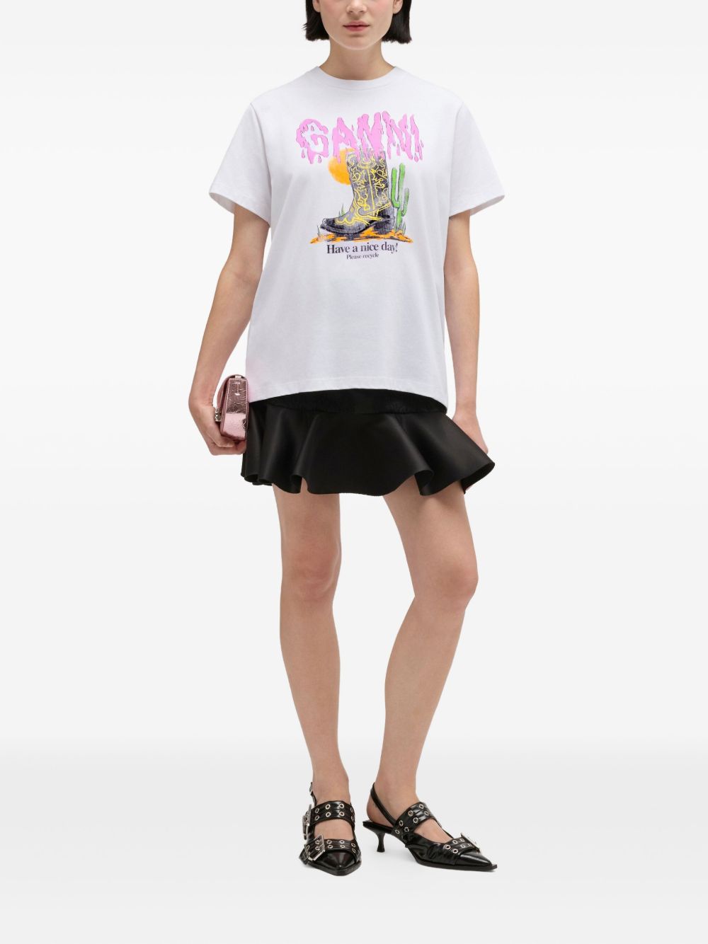 GANNI Eco-Friendly Graphic Print T-Shirt for Women