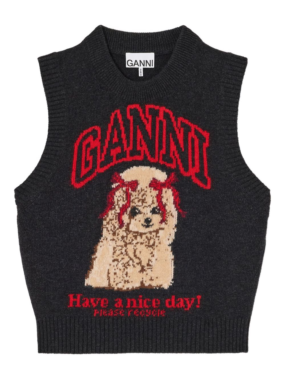 GANNI Knit Graphic Pattern Sleeveless Vest for Women