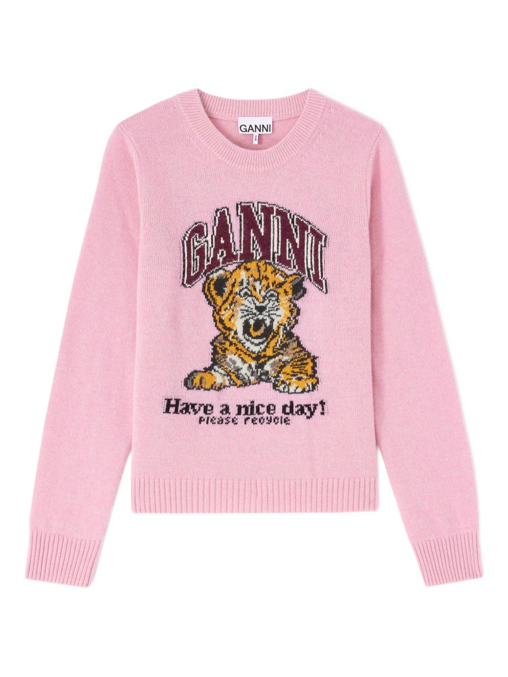 GANNI Crewneck Sweater with Graphic Print