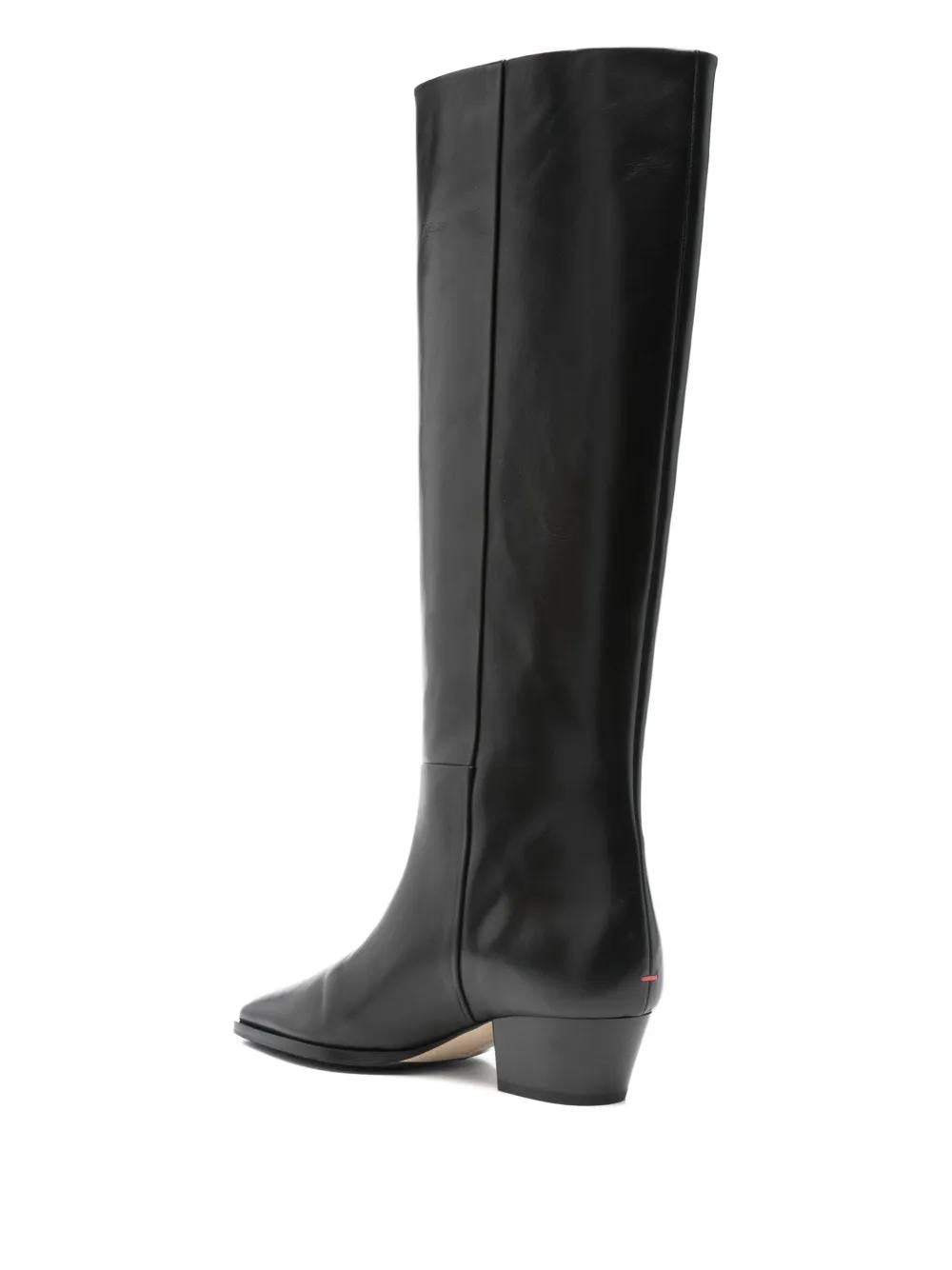 AEYDE 50MM Medea Leather Pointed Toe Knee High Boots
