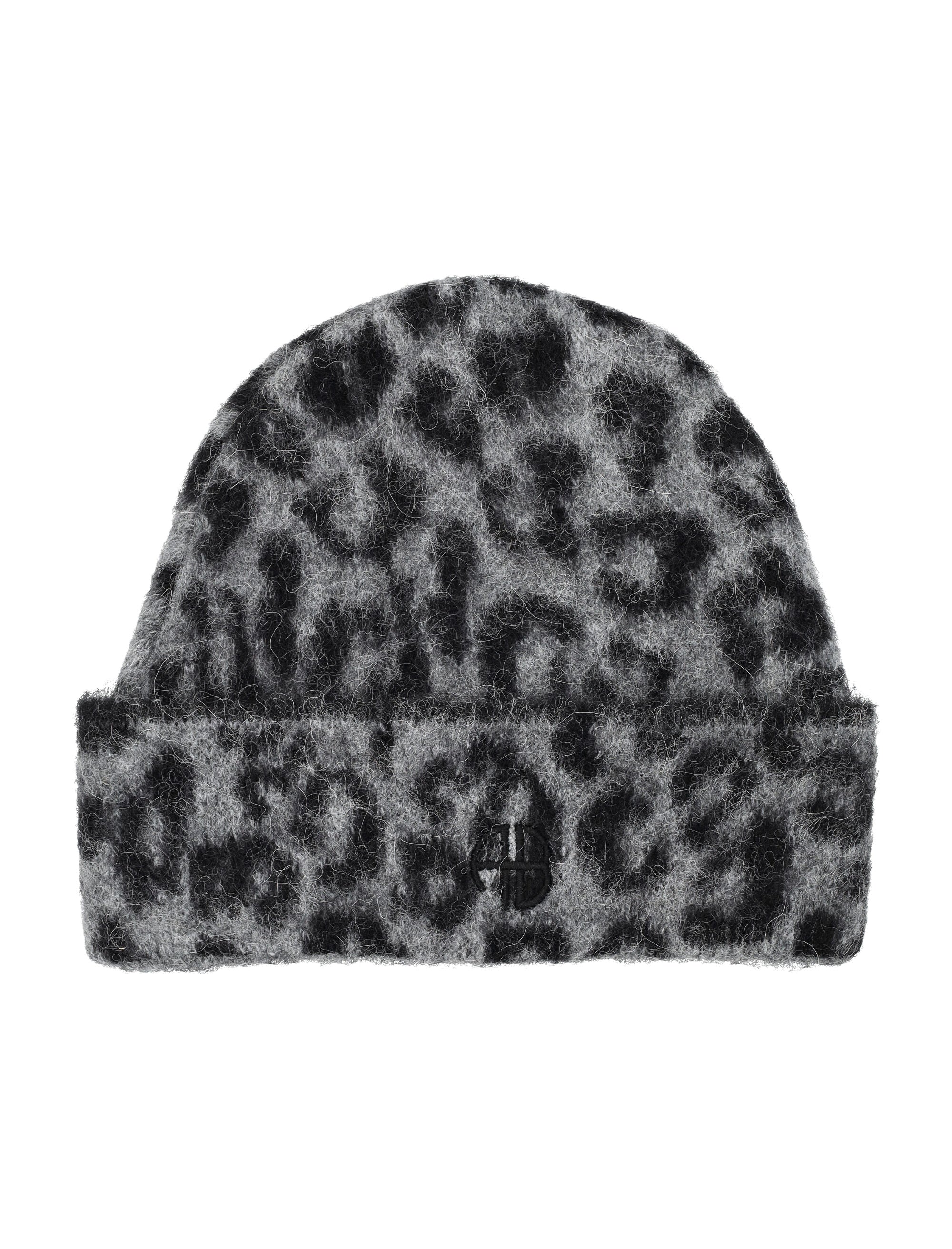 ANINE BING Alpaca-Wool Beanie with Leopard Pattern
