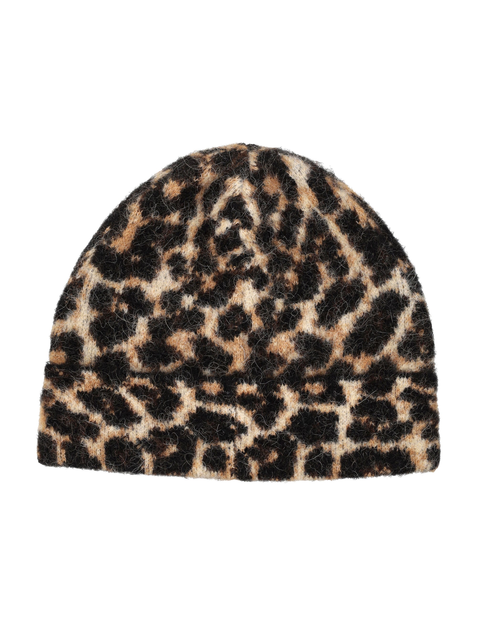 ANINE BING Elia Alpaca-Wool Beanie with Leopard Pattern
