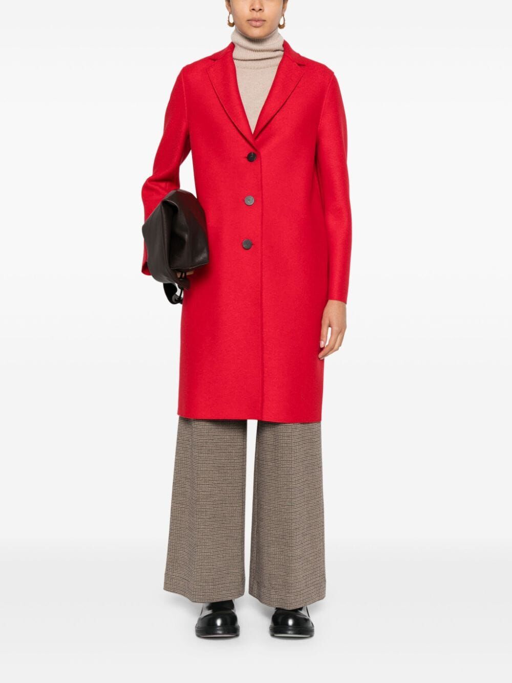 HARRIS WHARF LONDON Womens Pressed Wool Overcoat Size: Medium