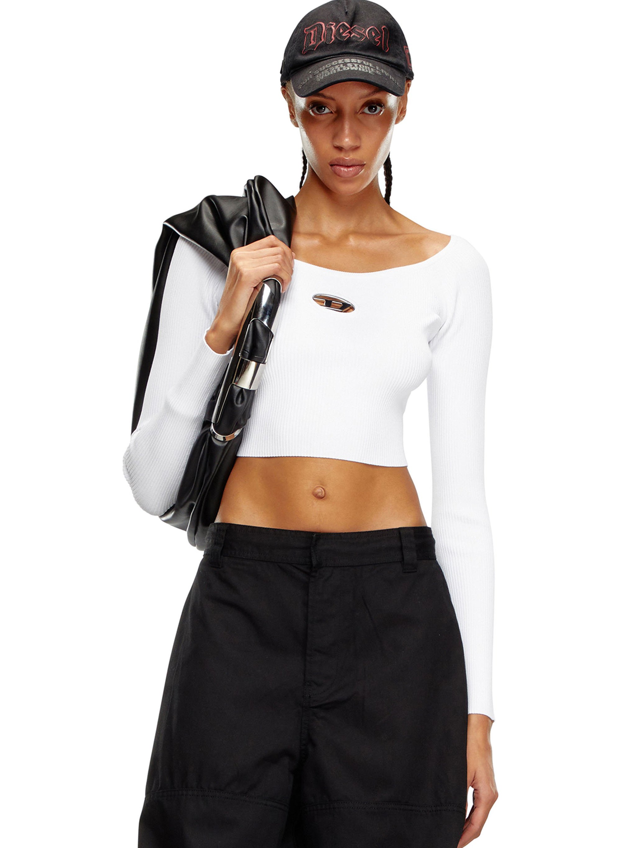 DIESEL Slim Fit Long-Sleeved Shirt with Oval D Metal Plate - Size S