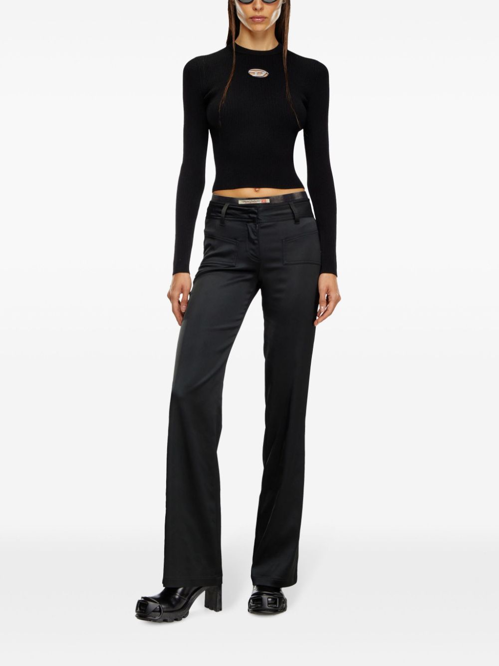 DIESEL Slim Fit Ribbed Viscose Top - Size S