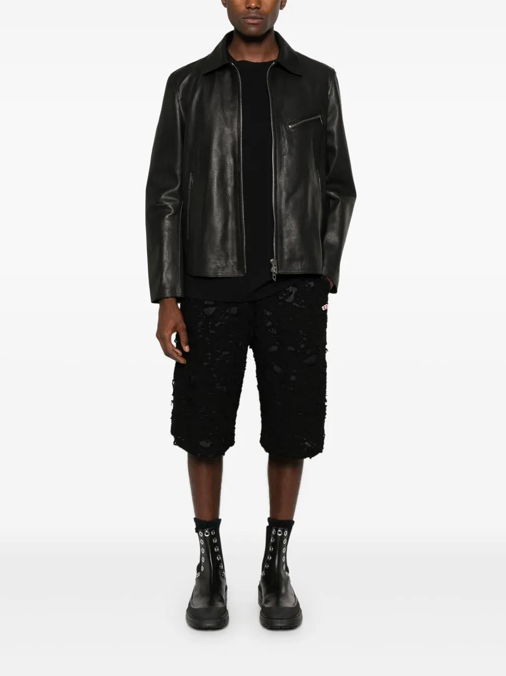 DIESEL L-Korn Leather Jacket for Men