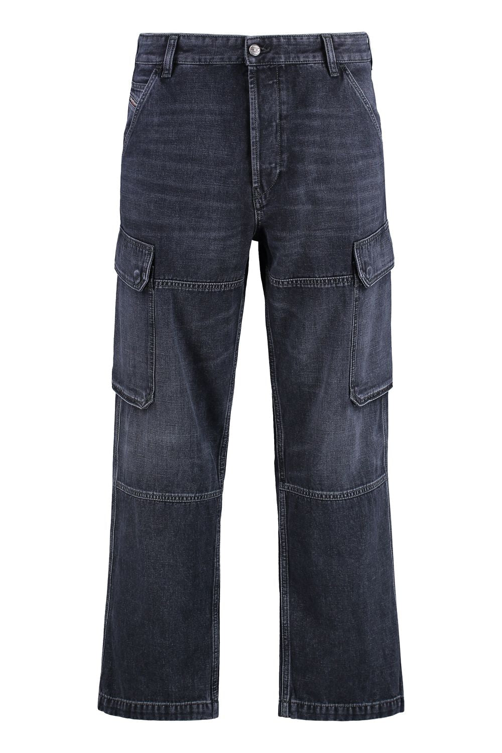 DIESEL Regular Fit Cargo Jeans with Buttoned Flap Pockets