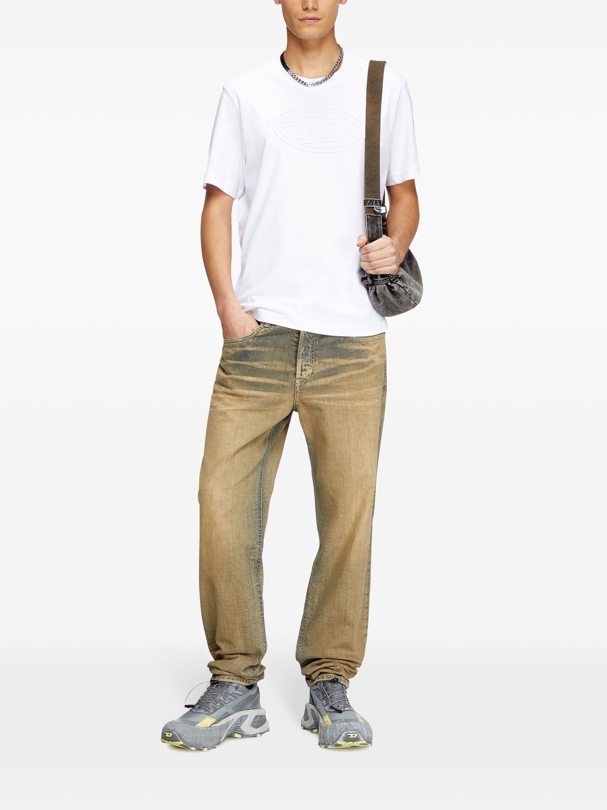 DIESEL Maxi Oval Logo Embossed Regular Fit T-Shirt - Size L