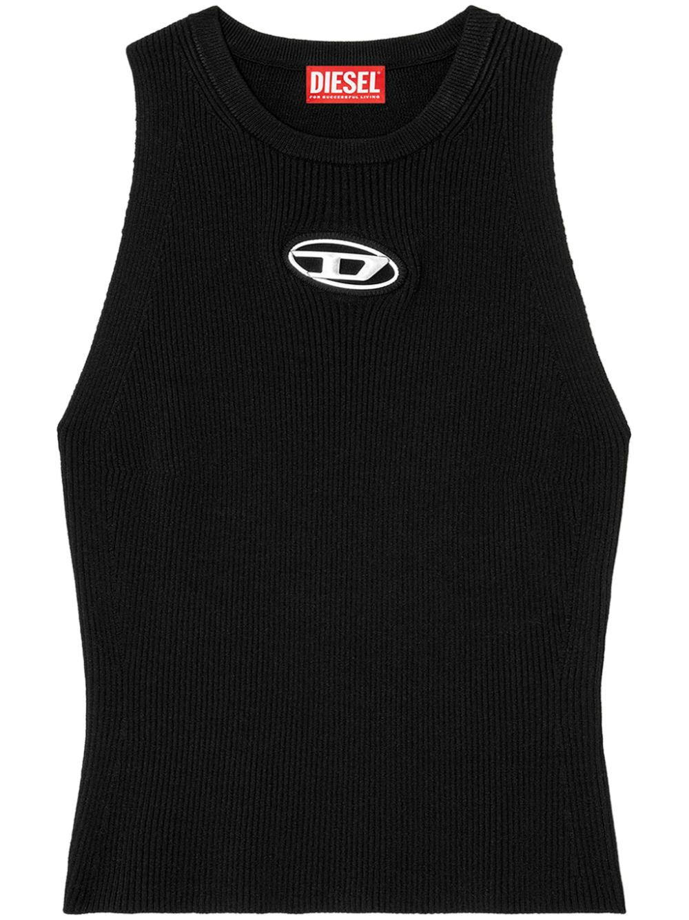 DIESEL Sleeveless Fine Ribbed Crew Neck Top