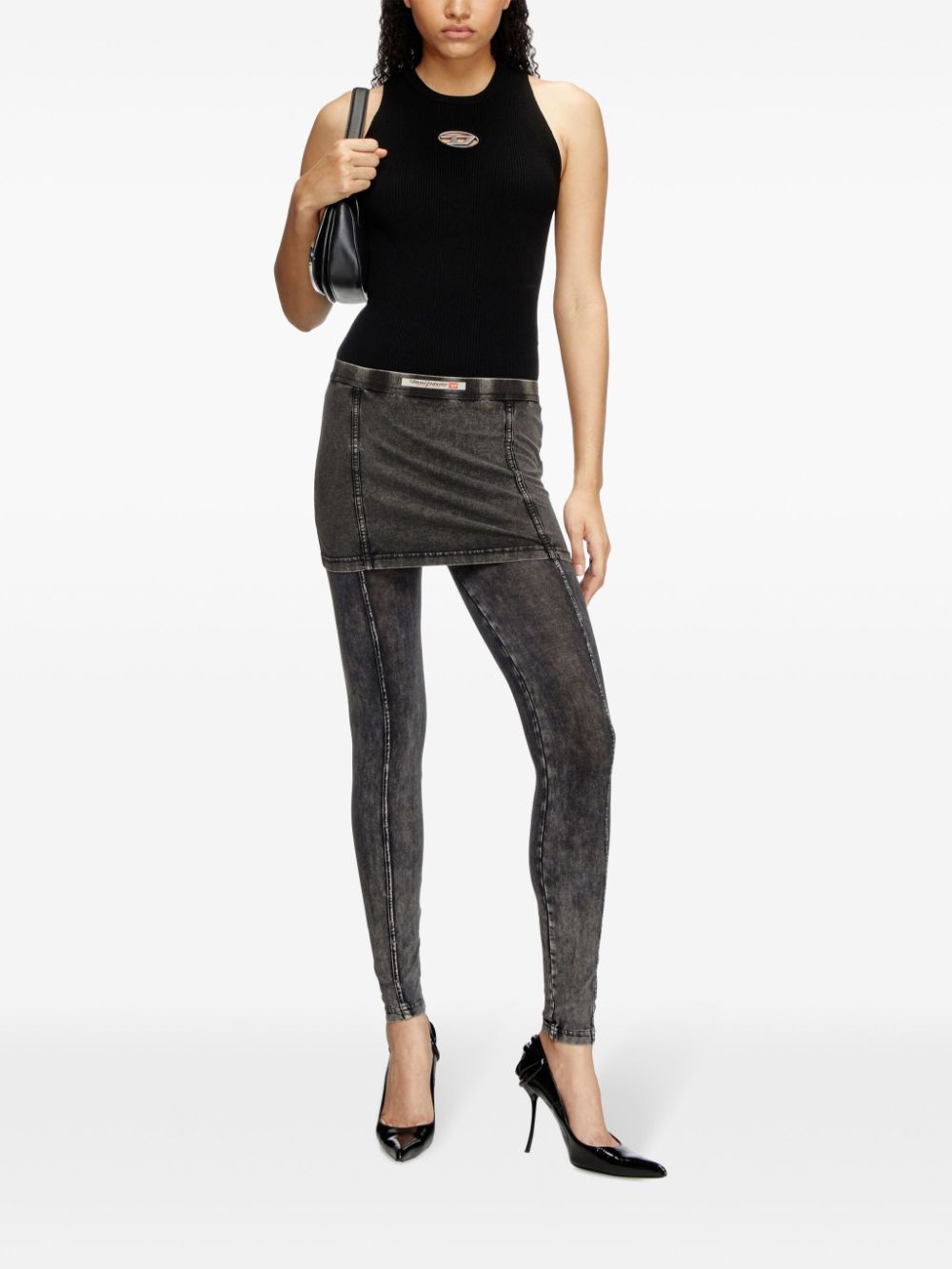 DIESEL Sleeveless Fine Ribbed Crew Neck Top