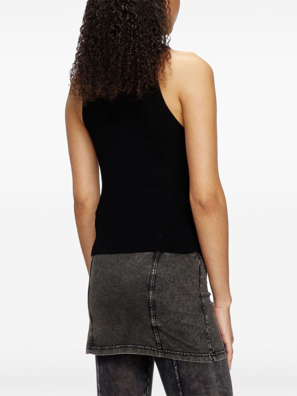DIESEL Sleeveless Fine Ribbed Crew Neck Top