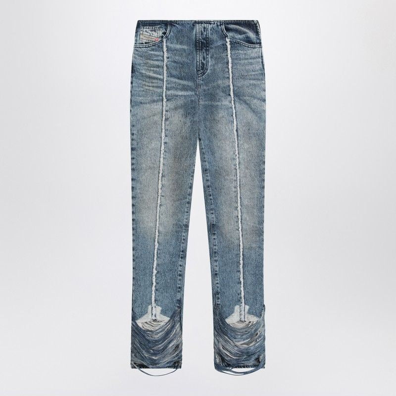 DIESEL High Waist Bootcut Jeans with Fringed Hem