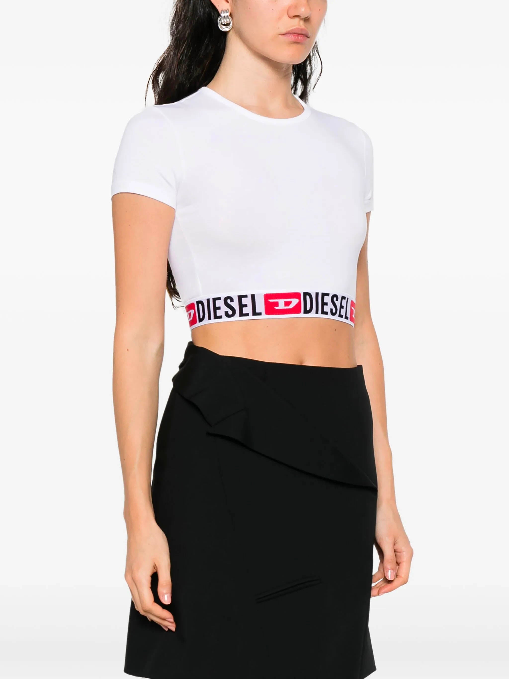 DIESEL Women’s Crewneck Shirt with Jacquard Underband - Size S