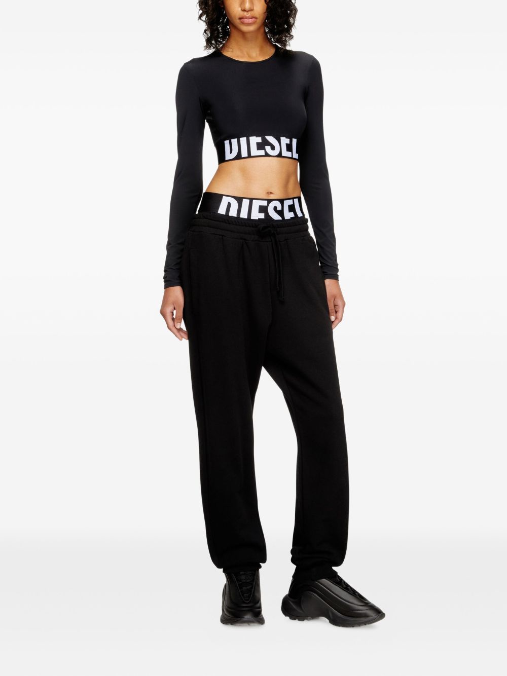 DIESEL Cropped Logo Long Sleeve Top for Women