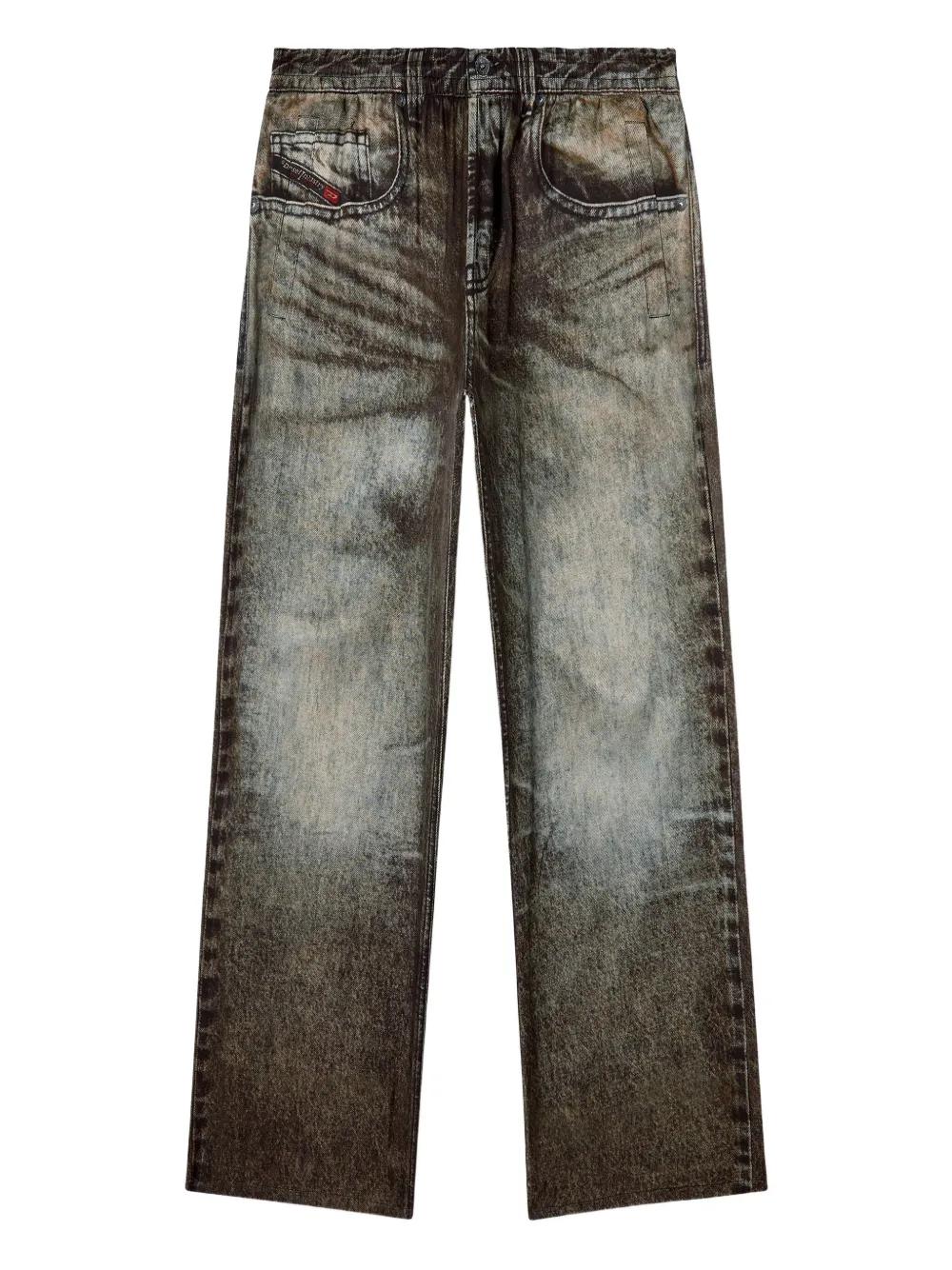 DIESEL Acid-Washed Wide Leg Trousers