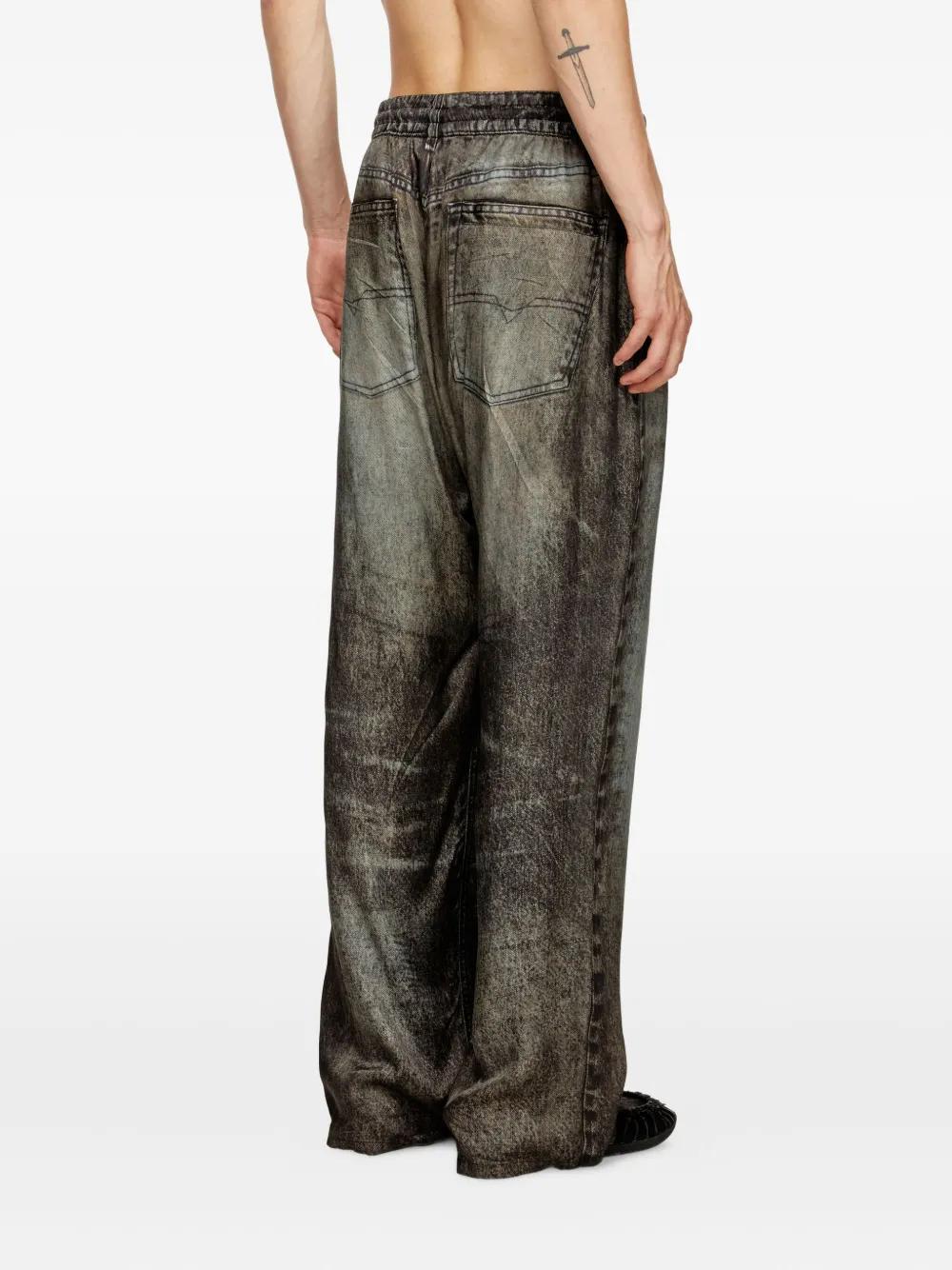 DIESEL Acid-Washed Wide Leg Trousers